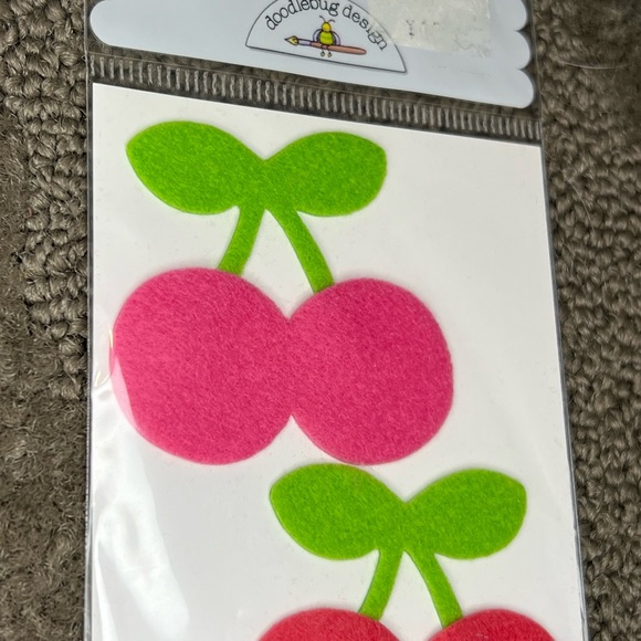 Felt Cherry Iron-on Patches Doodlebug Design Japan Exclusive Kawaii Crafts DIY - Picture 4 of 7